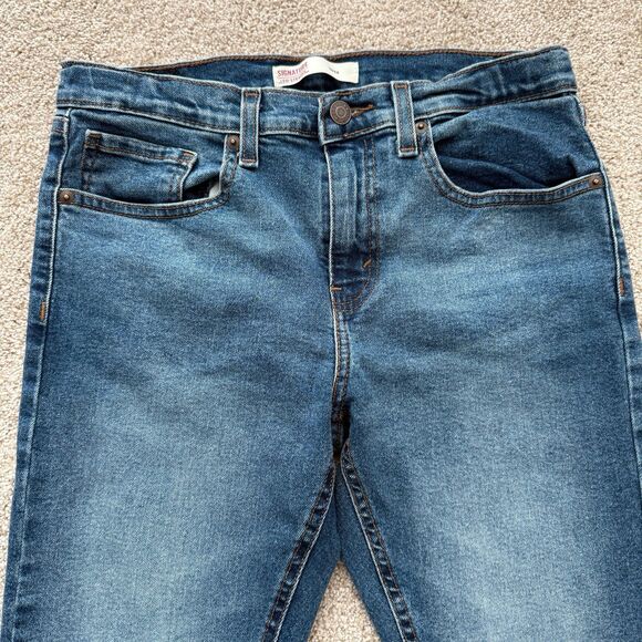 Levi’s Taper Leg Blue Denim Jeans Girl's Size 16 Reg Adjustable Waist - Picture 2 of 11